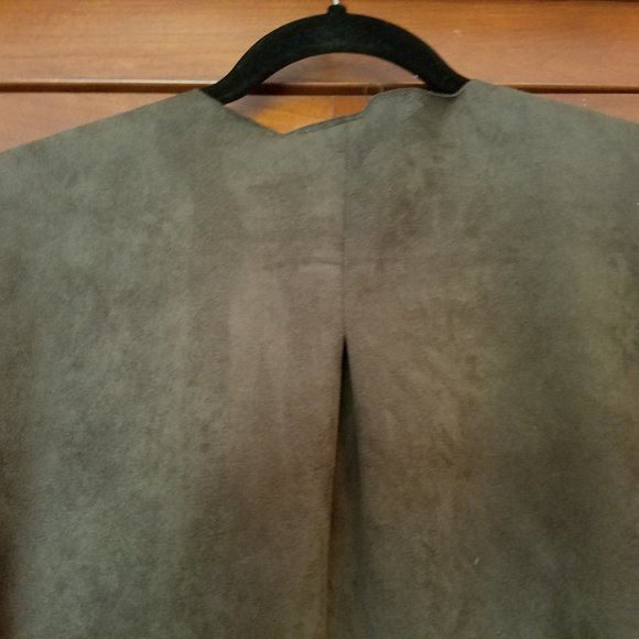 Brown & Tan Patchwork Faux Suede Coat L - Picture 6 of 7